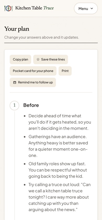 A finished conversation plan on a phone