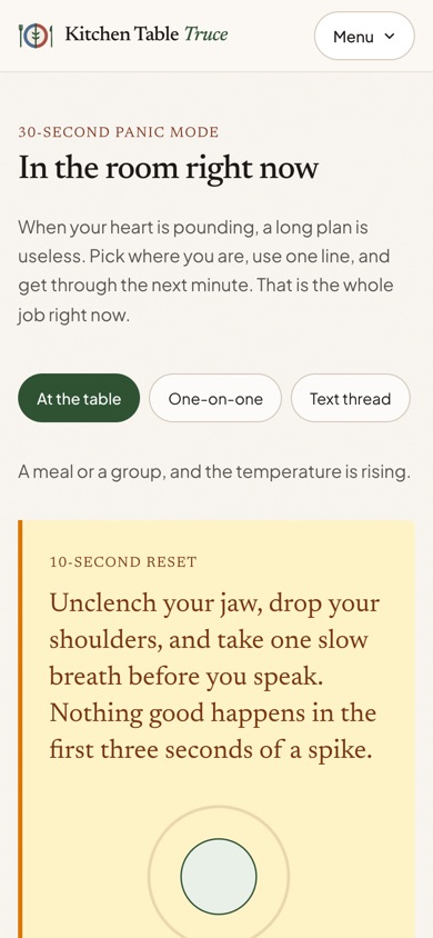 30-second help on a phone: a breathing reset and calming lines